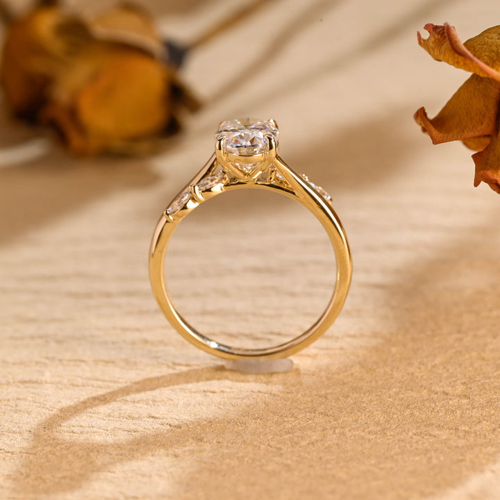1.50ct-2.50ct Oval Cut Lab Grown Diamond Unique Pave Engagement Ring