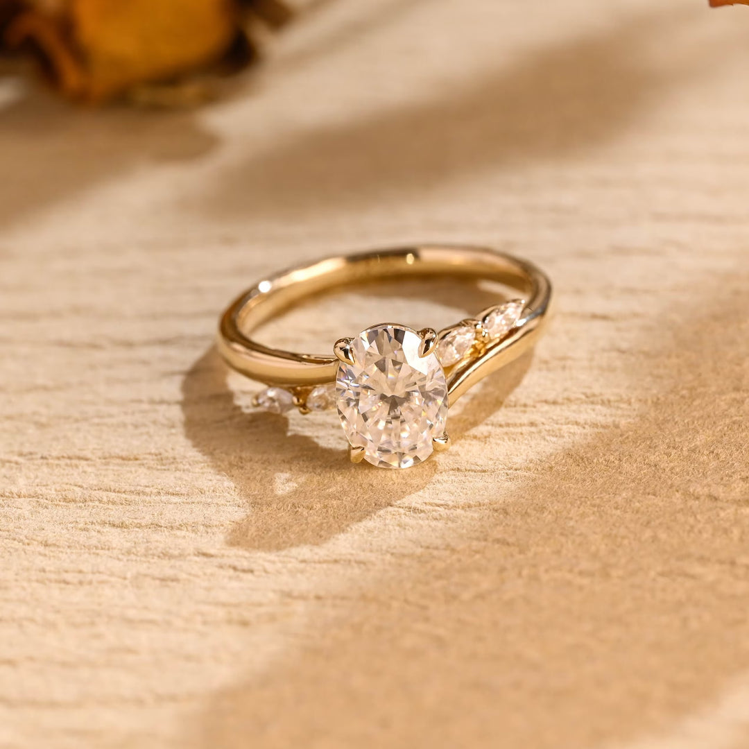 1.50ct-2.50ct Oval Cut Lab Grown Diamond Unique Pave Engagement Ring