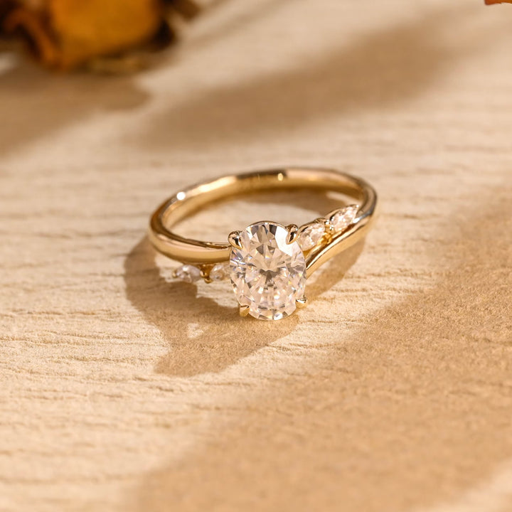 1.50ct-2.50ct Oval Cut Lab Grown Diamond Unique Pave Engagement Ring