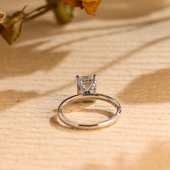 1.50ct-2.50ct Emerald Cut Lab Grown Diamond Hidden Halo Engagement Ring