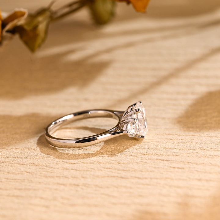 2.0ct-3.0ct Oval Cut Lab Grown Diamond Three Stone Engagement Ring