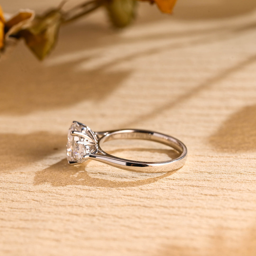 2.0ct-3.0ct Oval Cut Lab Grown Diamond Three Stone Engagement Ring