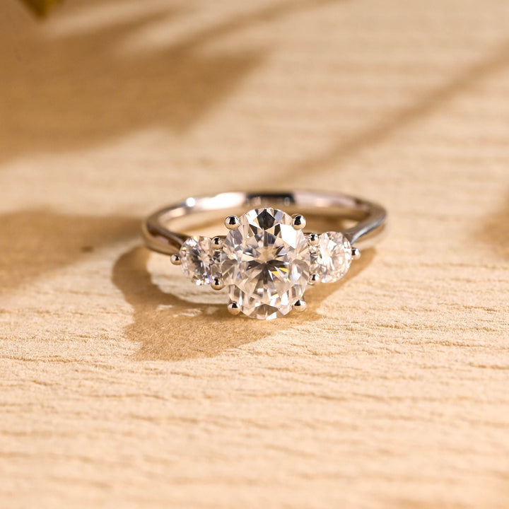 2.0ct-3.0ct Oval Cut Lab Grown Diamond Three Stone Engagement Ring