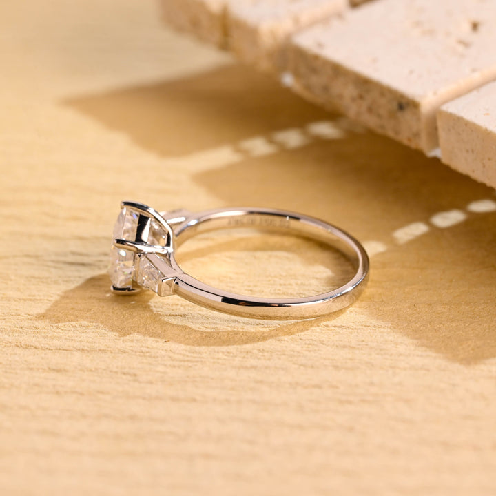1.0ct-2.0ct Heart Cut Lab Grown Diamond Three Stone Engagement Ring