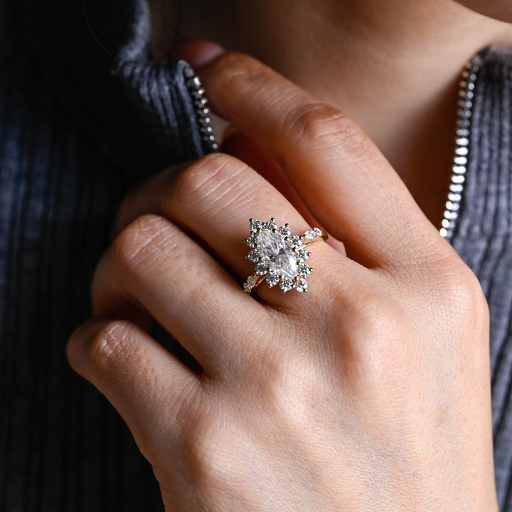 1.0ct-2.0ct Marquise Cut Lab Grown Diamond Cluster Engagement Ring