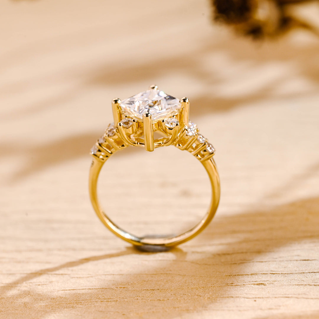 1.50ct-2.50ct Princess Cut Lab Grown Diamond Cluster Engagement Ring