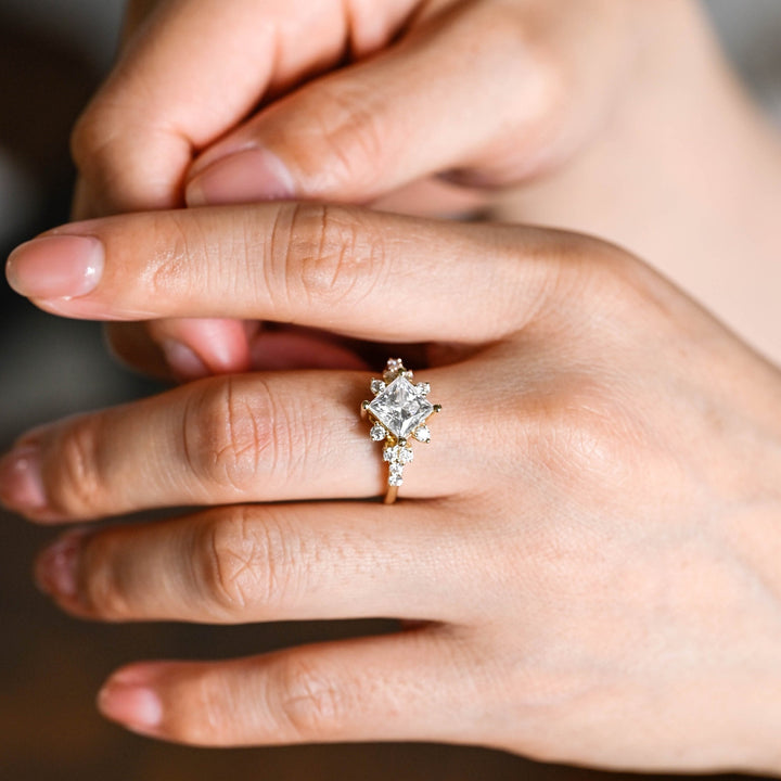 1.50ct-2.50ct Princess Cut Lab Grown Diamond Cluster Engagement Ring