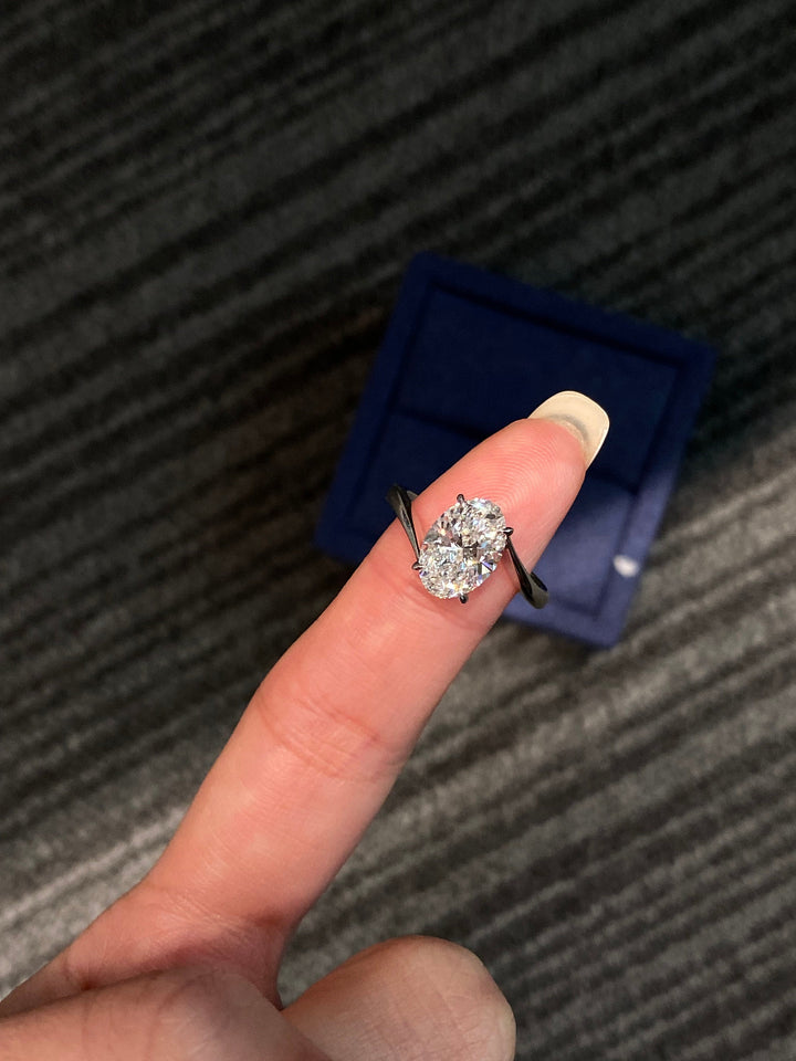 1.50ct-2.50ct Oval Cut Lab Grown Diamond Cross Pave Engagement Ring