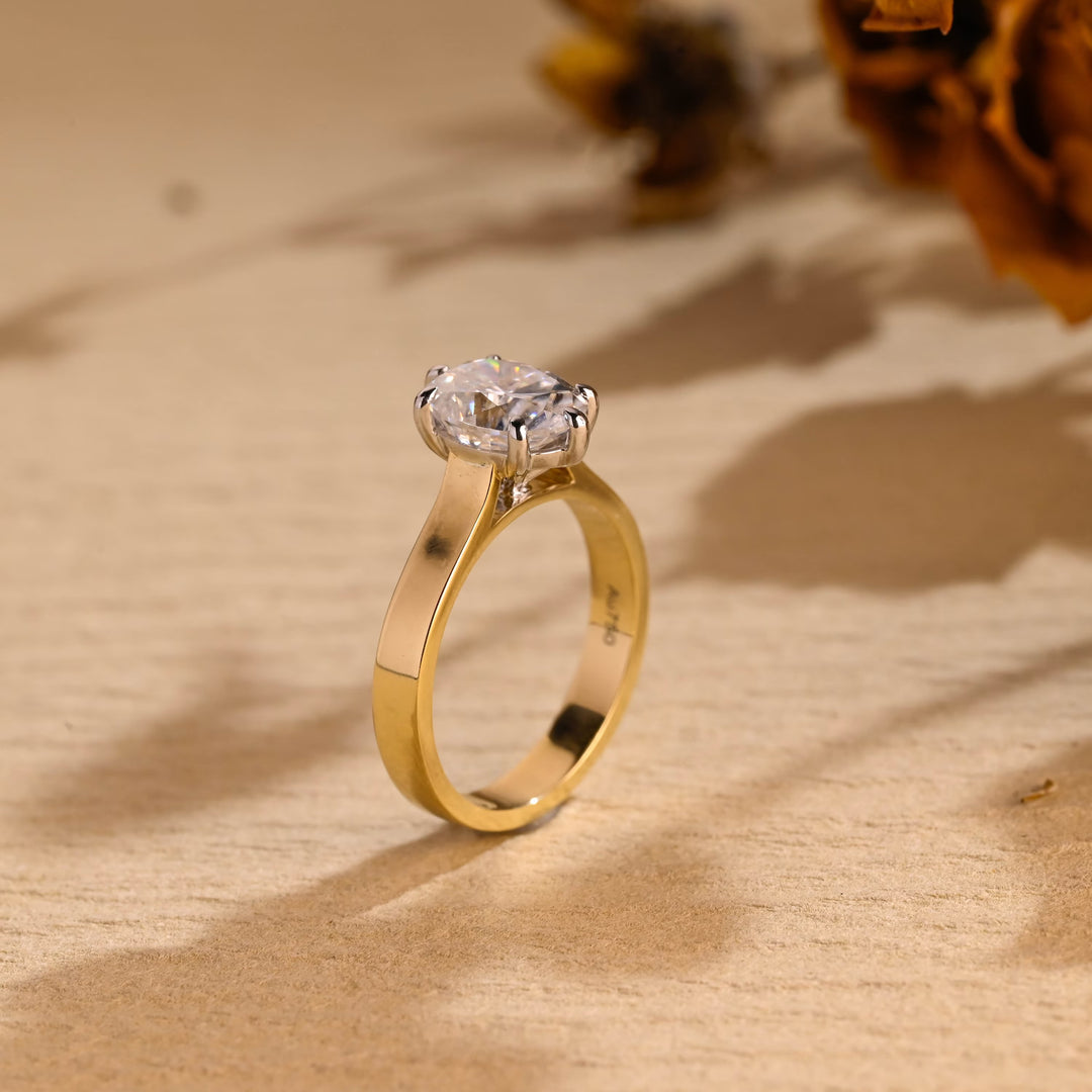 1.50ct-2.50ct Oval Cut Lab Grown Diamond Thick Band Engagement Ring