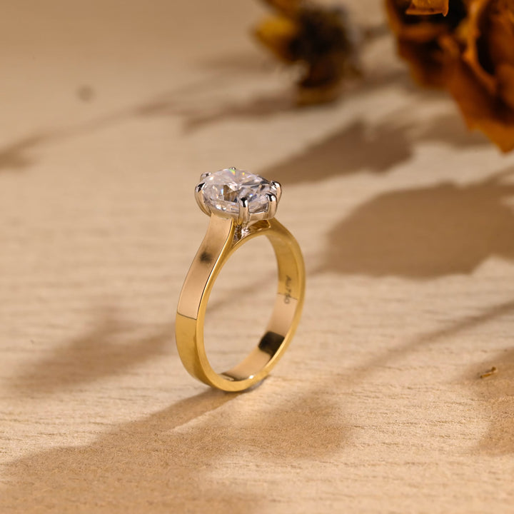 1.50ct-2.50ct Oval Cut Lab Grown Diamond Thick Band Engagement Ring
