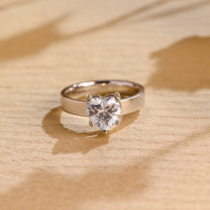 1.0ct-2.0ct Heart Cut Lab Grown Diamond Solitaire Engagement Ring