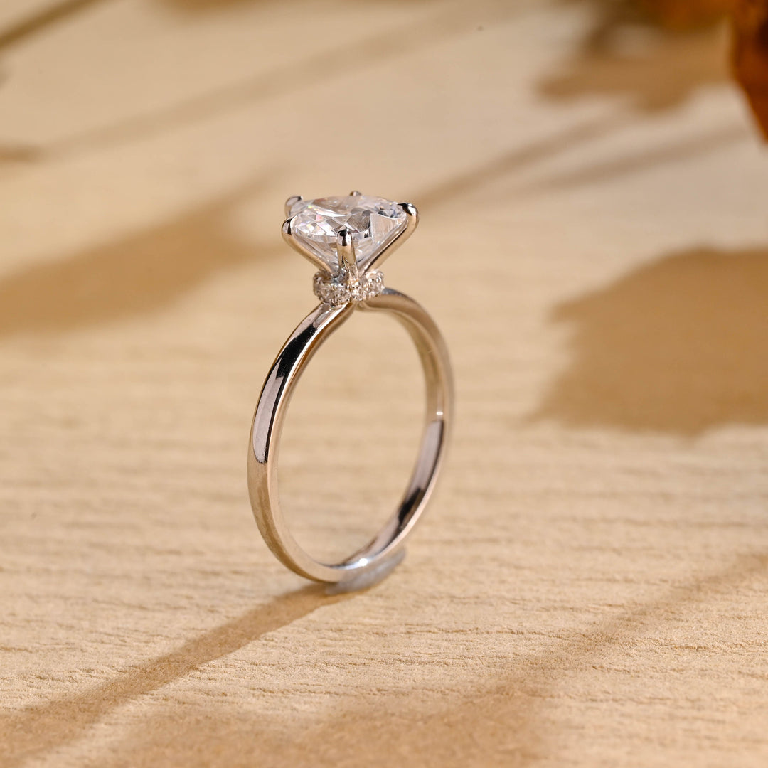 1.0ct-2.0ct Heart Cut Lab Grown Diamond Hidden Halo Engagement Ring