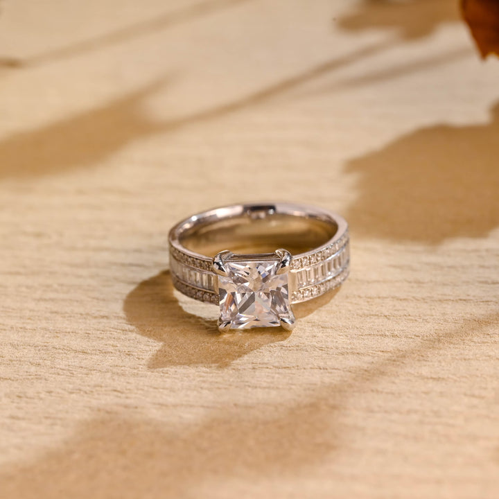 1.0ct-2.0ct Princess Cut Lab Grown Diamond Thick Pave Engagement Ring