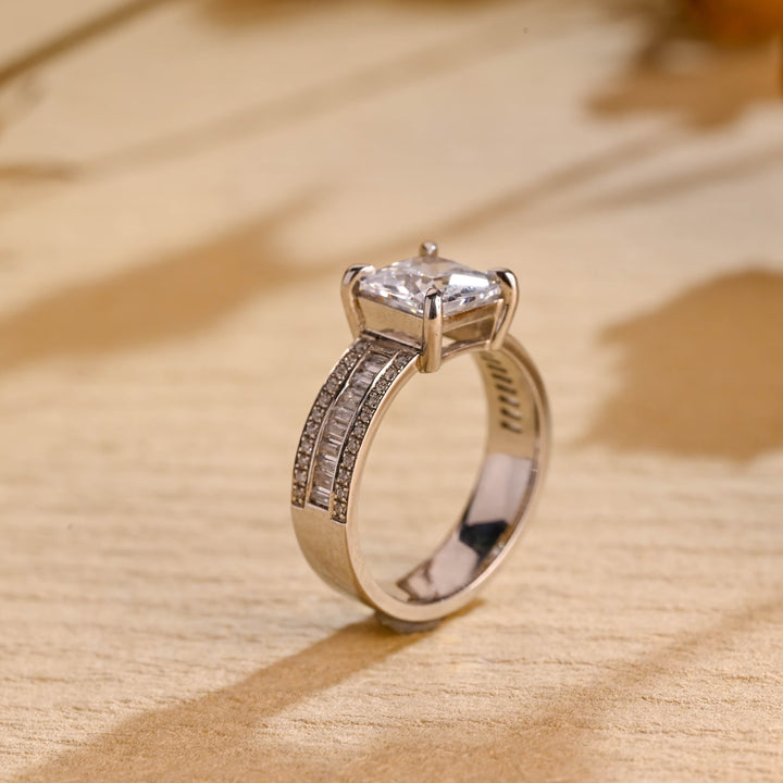 1.0ct-2.0ct Princess Cut Lab Grown Diamond Thick Pave Engagement Ring