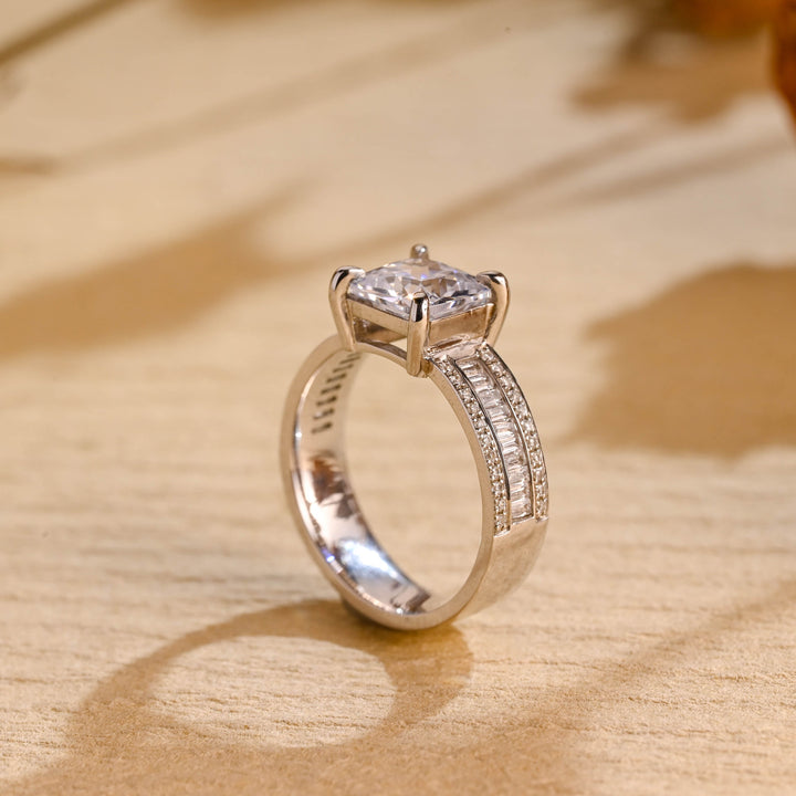 1.0ct-2.0ct Princess Cut Lab Grown Diamond Thick Pave Engagement Ring