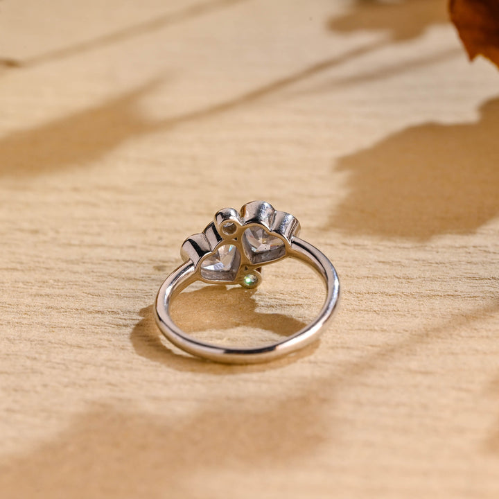 1.0ct-2.0ct Heart Cut Lab Grown Diamond Two Stone Engagement Ring