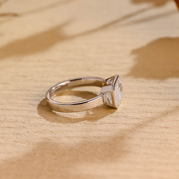 1.0ct-2.0ct Emerald Cut Lab Grown Diamond Thick Band Engagement Ring