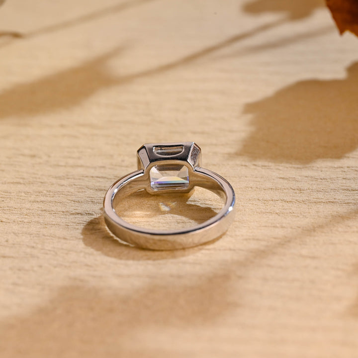 1.0ct-2.0ct Emerald Cut Lab Grown Diamond Thick Band Engagement Ring