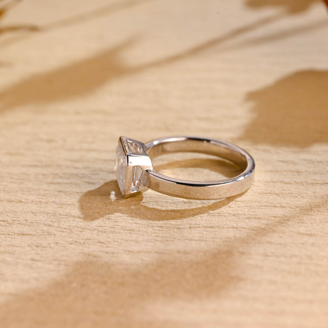 1.0ct-2.0ct Emerald Cut Lab Grown Diamond Thick Band Engagement Ring
