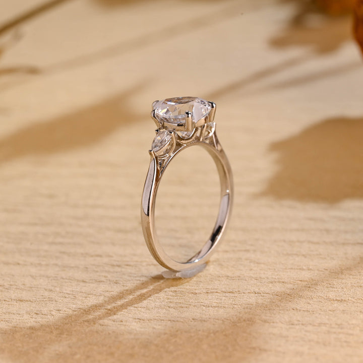 2.0ct-3.0ct Heart Cut Lab Grown Diamond Three Stone Engagement Ring