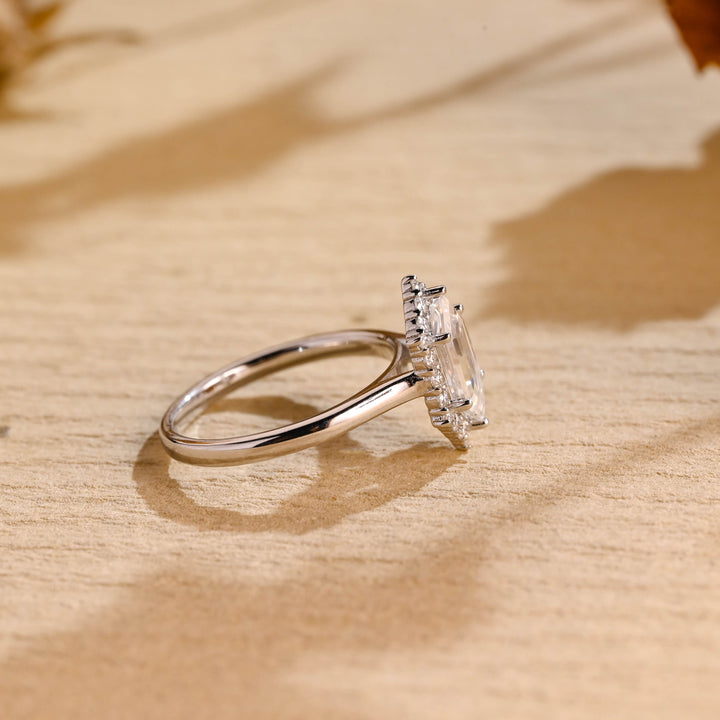 1.50ct-2.50ct Hexagon Cut Lab Grown Diamond Halo Engagement Ring