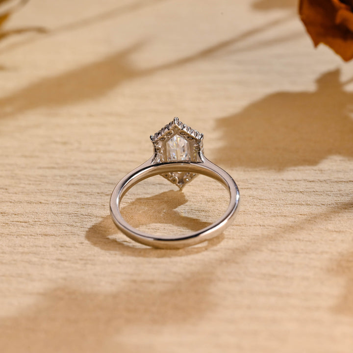 1.50ct-2.50ct Hexagon Cut Lab Grown Diamond Halo Engagement Ring