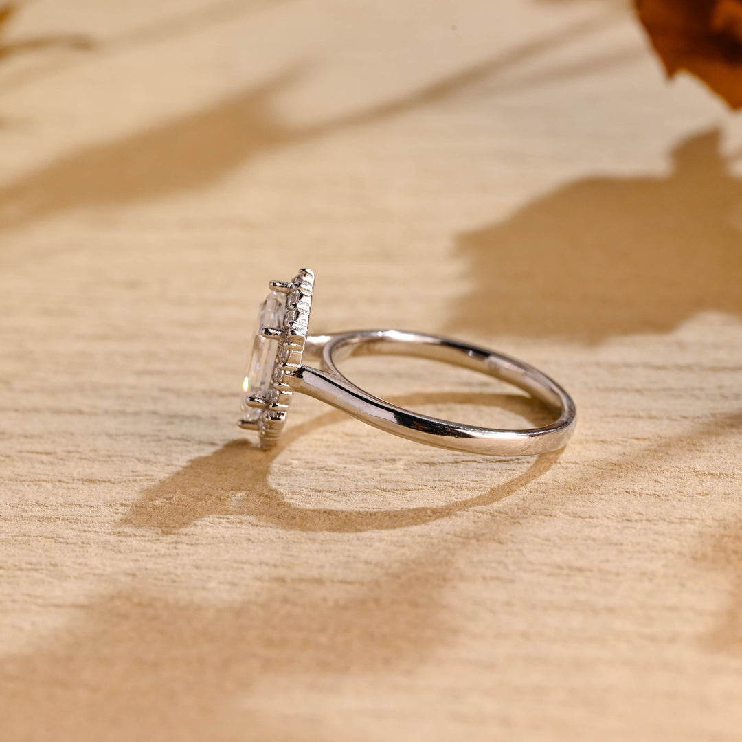 1.50ct-2.50ct Hexagon Cut Lab Grown Diamond Halo Engagement Ring