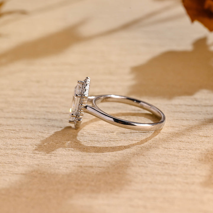 1.50ct-2.50ct Hexagon Cut Lab Grown Diamond Halo Engagement Ring
