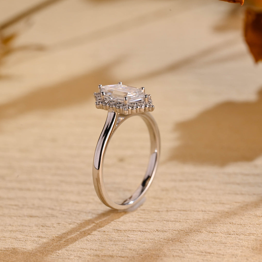 1.50ct-2.50ct Hexagon Cut Lab Grown Diamond Halo Engagement Ring