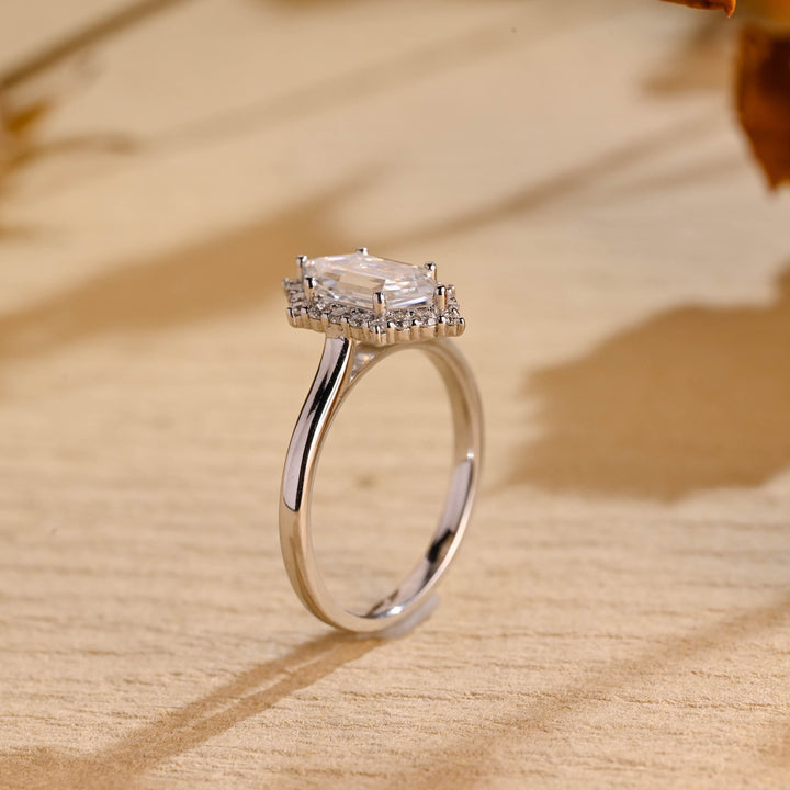 1.50ct-2.50ct Hexagon Cut Lab Grown Diamond Halo Engagement Ring
