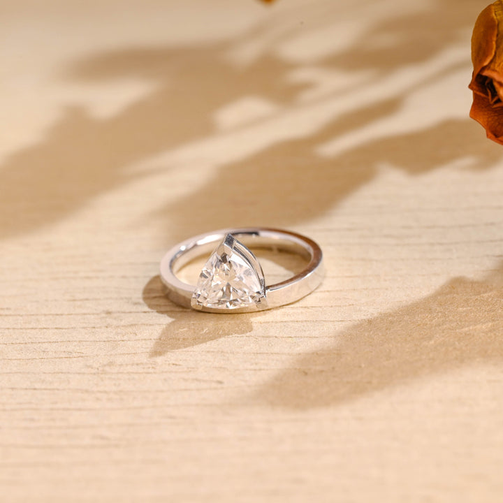 1.0ct-2.0ct Trillion Cut Lab Grown Diamond Solitaire Engagement Ring
