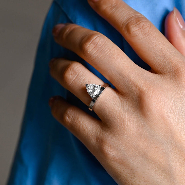 1.0ct-2.0ct Trillion Cut Lab Grown Diamond Solitaire Engagement Ring