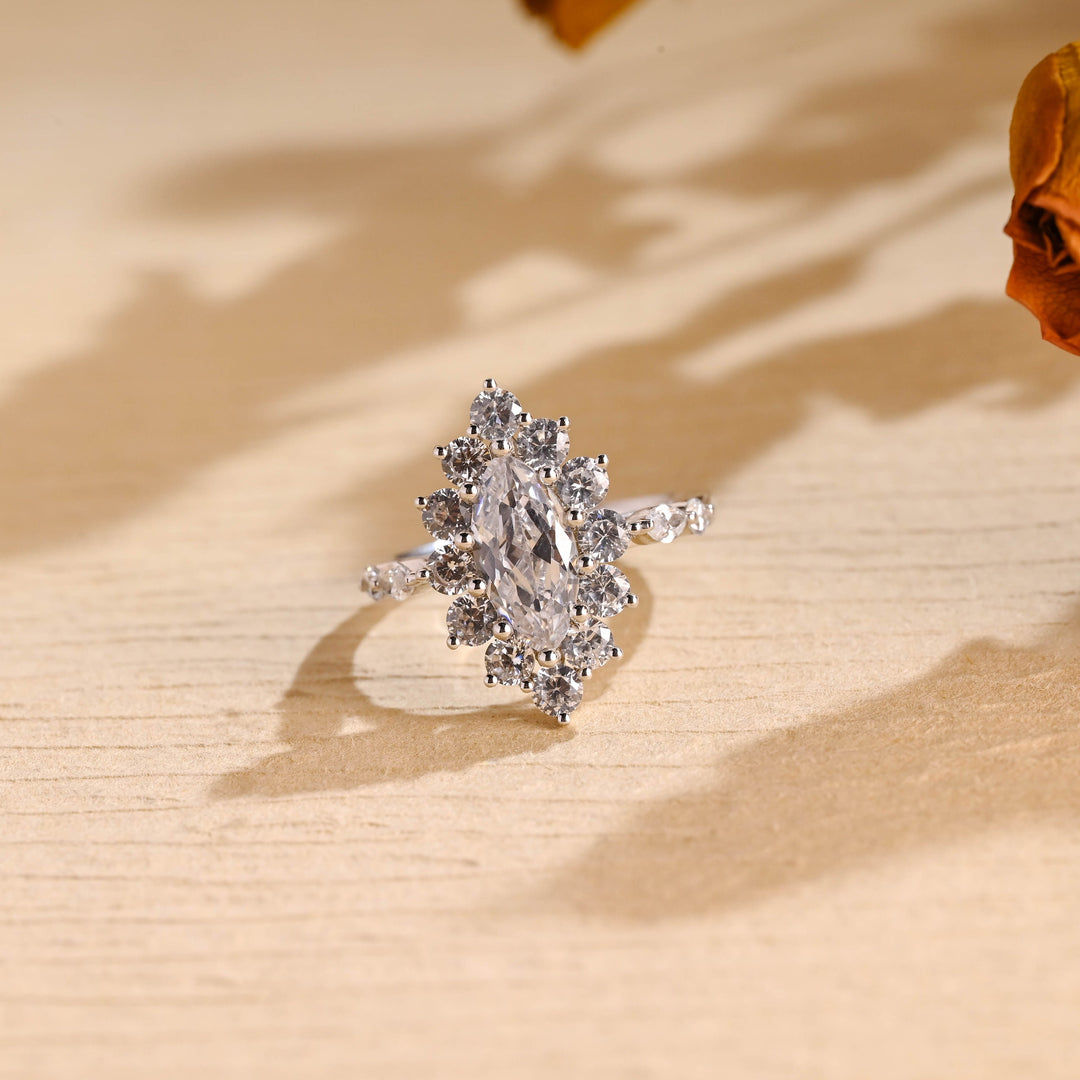 1.0ct-2.0ct Marquise Cut Lab Grown Diamond Cluster Engagement Ring