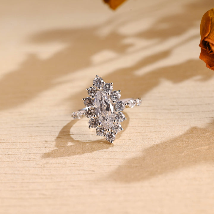 1.0ct-2.0ct Marquise Cut Lab Grown Diamond Cluster Engagement Ring