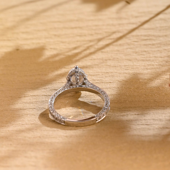 1.0ct-2.0ct Oval Cut Lab Grown Diamond Channel Set Pave Engagement Ring