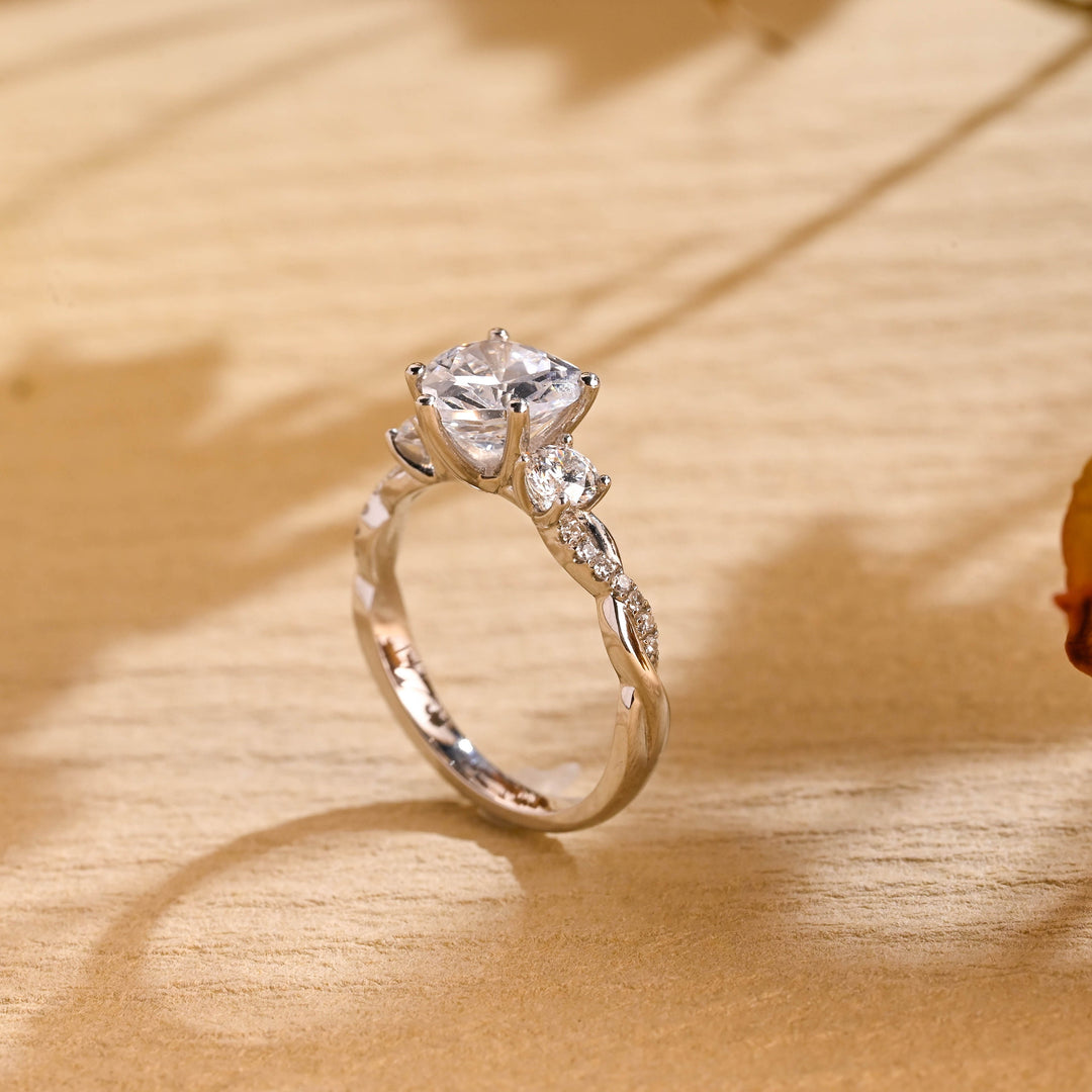 1.0ct-2.0ct Heart Cut Lab Grown Diamond Three Stone Engagement Ring
