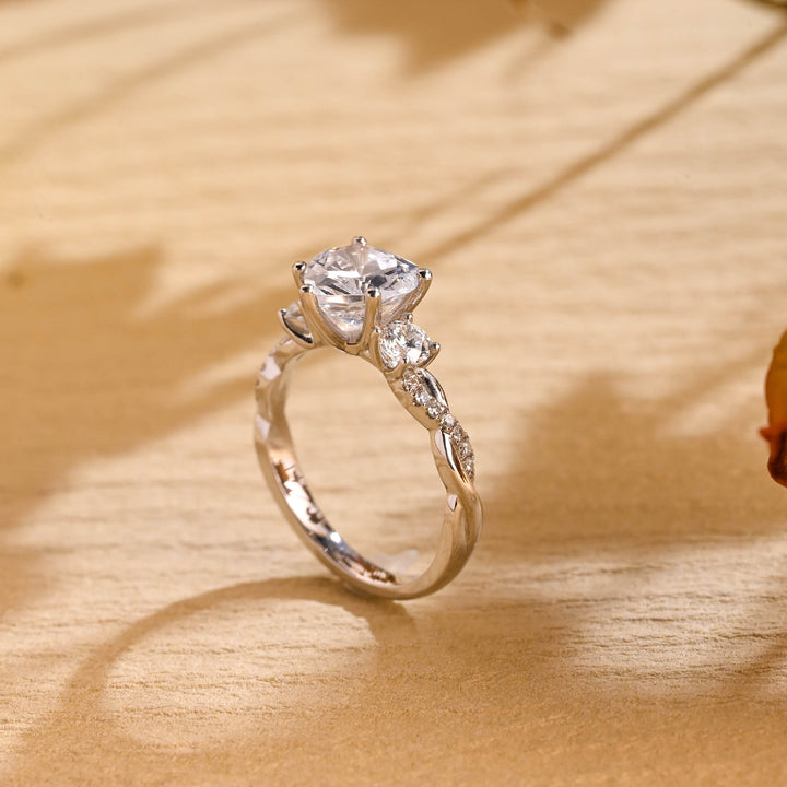 1.0ct-2.0ct Heart Cut Lab Grown Diamond Three Stone Engagement Ring