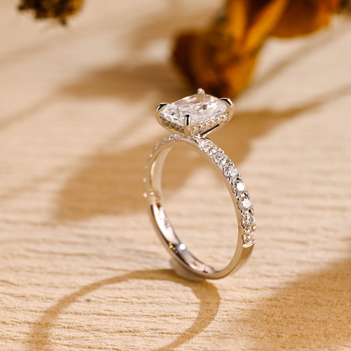 1.50ct-2.50ct Radiant Cut Lab Grown Pave Diamond Engagement Ring