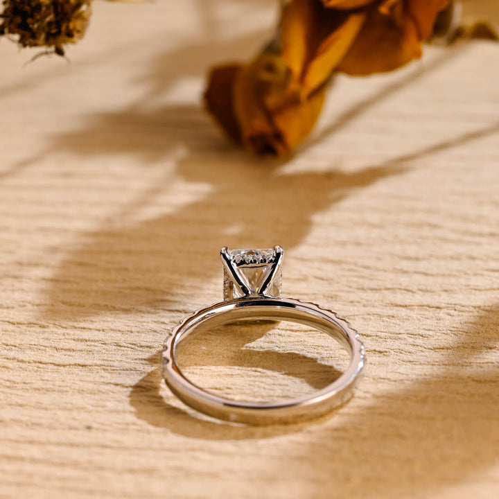 1.50ct-2.50ct Radiant Cut Lab Grown Pave Diamond Engagement Ring