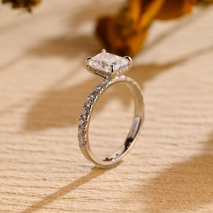 1.50ct-2.50ct Radiant Cut Lab Grown Pave Diamond Engagement Ring