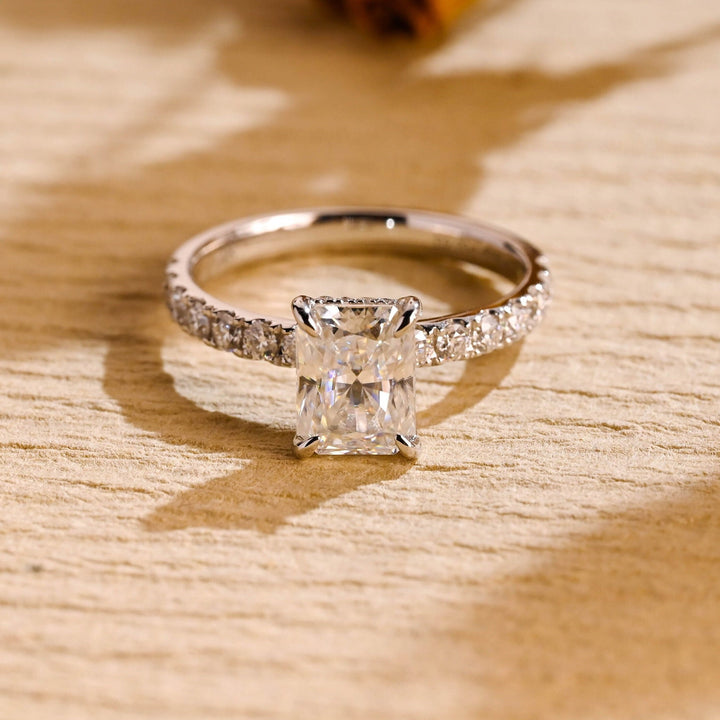 1.50ct-2.50ct Radiant Cut Lab Grown Pave Diamond Engagement Ring