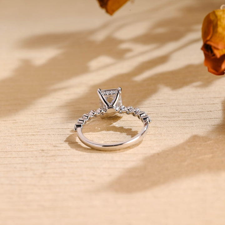 1.50ct-2.50ct Emerald Cut Lab Grown Diamond Hidden Halo Engagement Ring