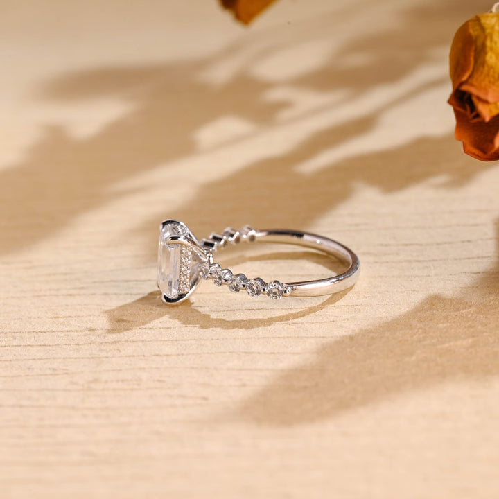 1.50ct-2.50ct Emerald Cut Lab Grown Diamond Hidden Halo Engagement Ring