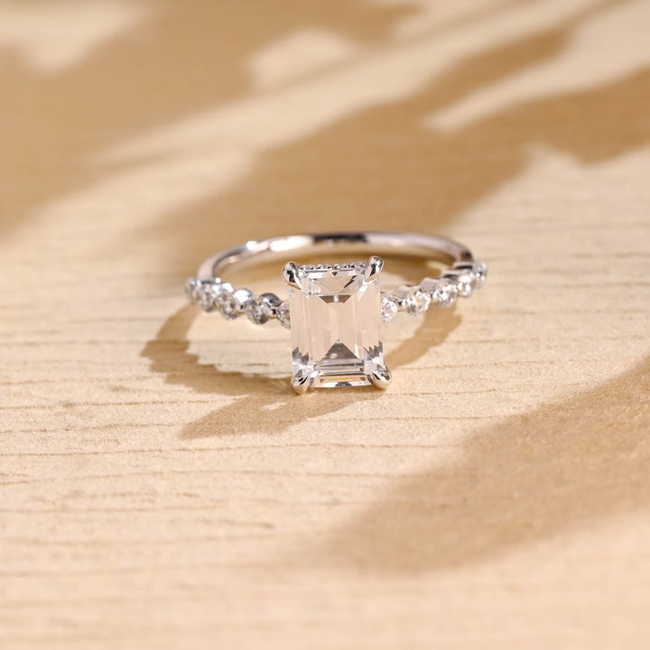 1.50ct-2.50ct Emerald Cut Lab Grown Diamond Hidden Halo Engagement Ring