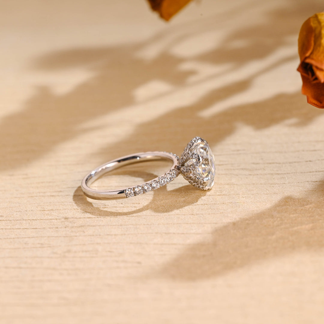 2.0ct-3.0ct Hexagon Cut Lab Grown Diamond Tulip Flower Engagement Ring