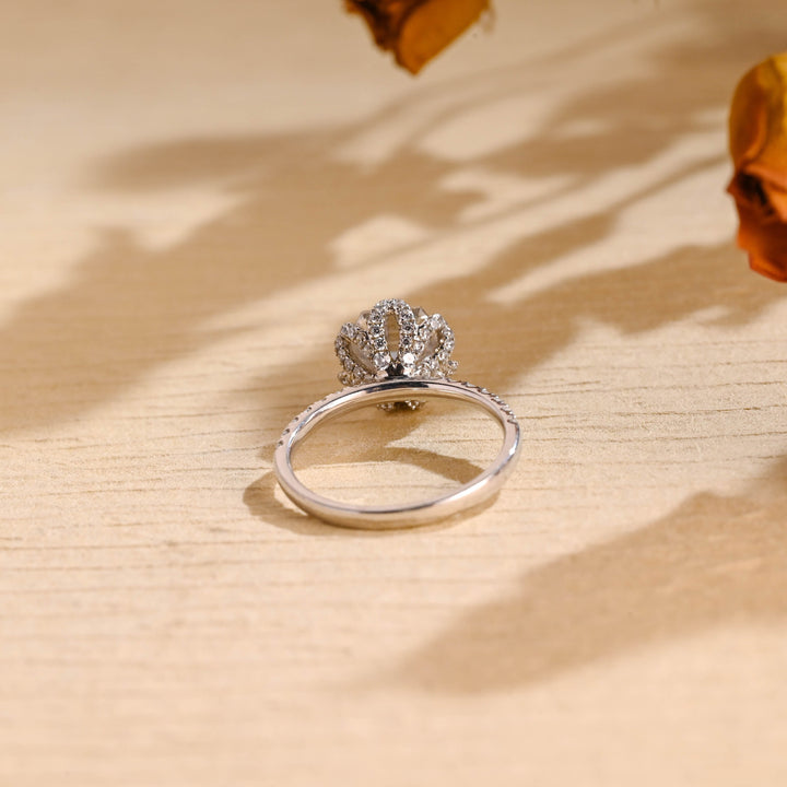 2.0ct-3.0ct Hexagon Cut Lab Grown Diamond Tulip Flower Engagement Ring