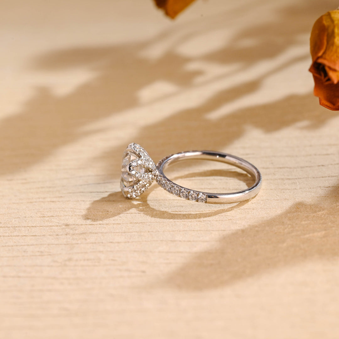 2.0ct-3.0ct Hexagon Cut Lab Grown Diamond Tulip Flower Engagement Ring