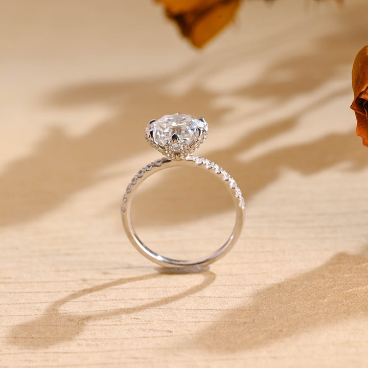 2.0ct-3.0ct Hexagon Cut Lab Grown Diamond Tulip Flower Engagement Ring