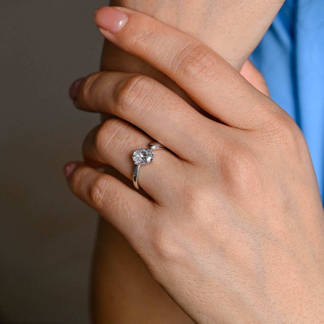 1.50ct-2.50ct Oval Cut Lab Grown Diamond Unique Open Engagement Ring