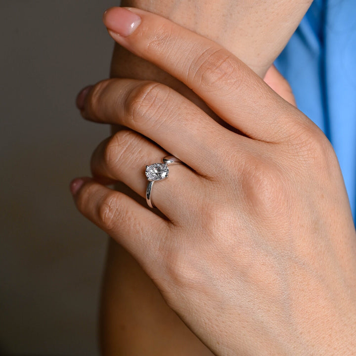 1.50ct-2.50ct Oval Cut Lab Grown Diamond Unique Open Engagement Ring